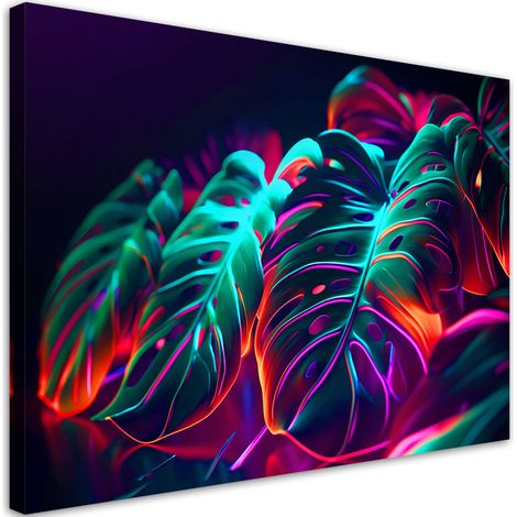 Tableau sur toile Tableau sur toile Feuilles de monstera en style futuriste 60x40 (1/5)