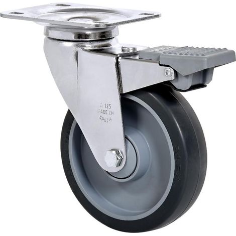 rueda giratora placa freno 10afd150cp-pgaisb goma gris eje bolas (1/2)