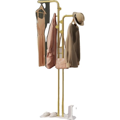 Perchero independiente, 5 ganchos con base elegante, color dorado. (1/2)