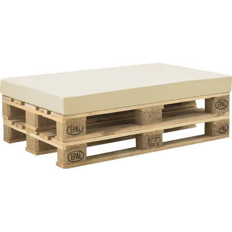 Cojín de palet con funda de esponja de polietileno 120 cm blanco beige 030001539
