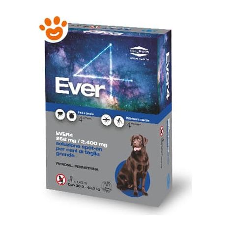 Slais Dog Ever 4 per Cani di Taglia Grande (20-40 kg) - Confezione 4 Pipette - Antiparassitari CANE