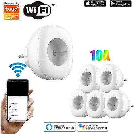 Lot de 10 prises connectées Tuya Smart WIFI EU 10A 100-240V avec minuterie et commande vocale (1/4)