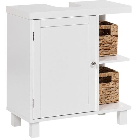 Bathroom Basin Cabinet White MDF Storage with Shelves Traditional Style Bathoom PACLLON (1/5)