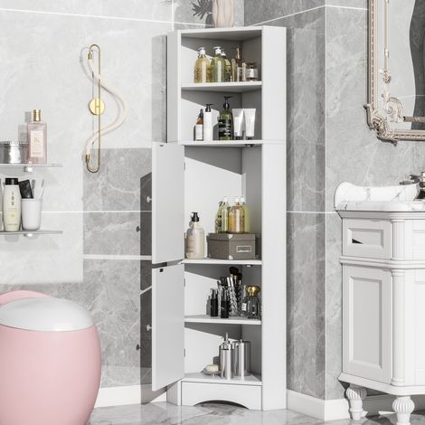 meuble rangement angle 36 5 x 36 5 x 155 cm blanc OKMYHOME (1/5)