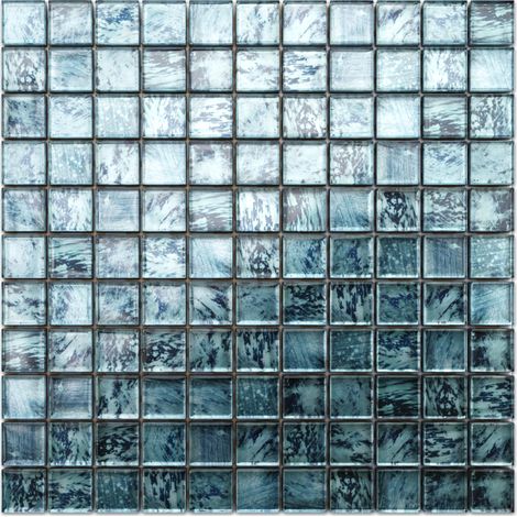 Ilcom mosaico in vetro su rete per bagno e cucina 30cm x 30cm - Green eyes (1/5)