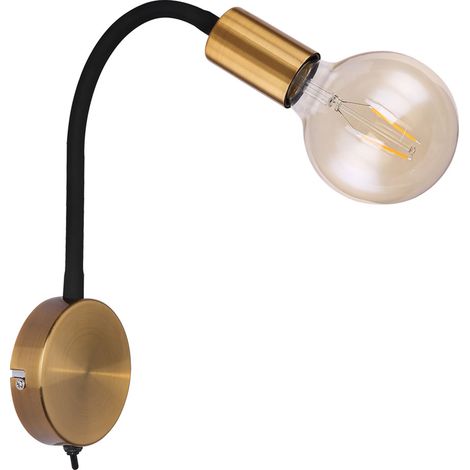 Vintage Wand Lampe Schlaf Gäste Zimmer Leuchte Flexo beweglich GOLD im Set inkl. LED Leuchtmittel (1/5)