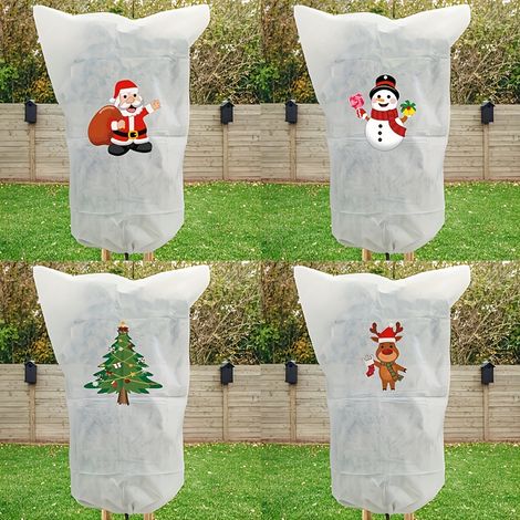 Lot de 4 voiles d'hivernage pour plantes (60 x 80 cm) – Housse de protection réglable pour extérieur avec cordon de serrage et fermeture éclair (1/3)