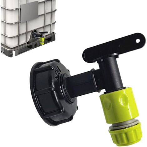 Robinet pour réservoir en plastique de 1000 litres avec raccord pour tuyau d'arrosage, adaptateur pour réservoir IBC, raccord fileté 3/4 pouce pour récupérateur d'eau de pluie et réservoir de carburan (1/5)