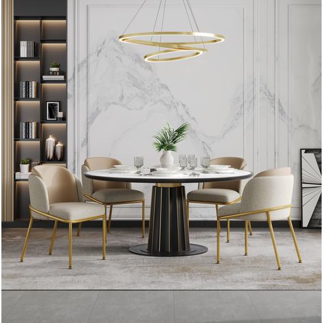 Set di 4 sedie da pranzo moderne, 55 x 55 x 85 cm, piedini regolabili, beige HAVRYA (1/5)