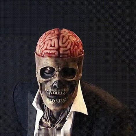 Couvre-tête de squelette effrayant pour Halloween avec chapeau, en latex, couvre-chef intégral, casque squelette effrayant, coiffe en forme d'os (1/5)