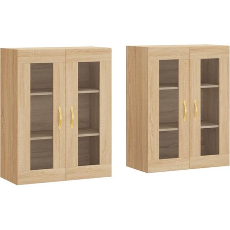 2 pcs Buffet，Bahut， Armoires murales chêne sonoma bois d'ingénierie CFW62667 (1/5)