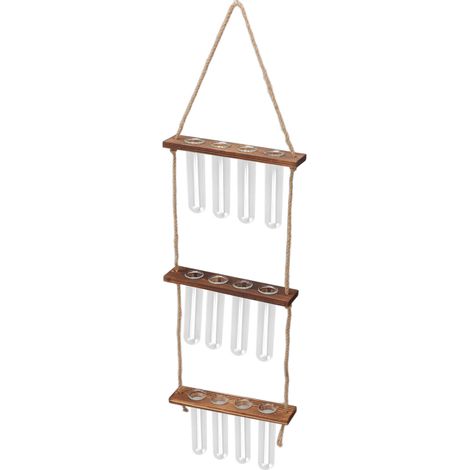Dreistöckiges Wandterrarium mit 12 Reagenzgläsern, Hängeständer, handgefertigter Kräutervermehrungsstation und Retro-Farben (1/5)