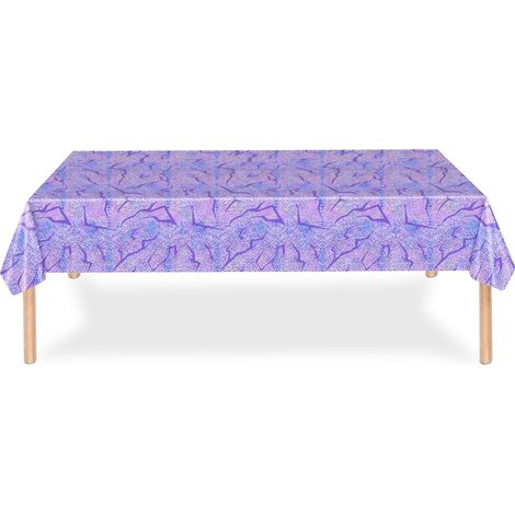 Nappe Violet Anniversaire Kpop, 1 Pcs Fête Décoration Couverture de Table, 137 x 274 cm Nappe Fête pour Kpop, Réunion de Famille, Halloween, Disco, Festivals(Violet éclair) (1/5)