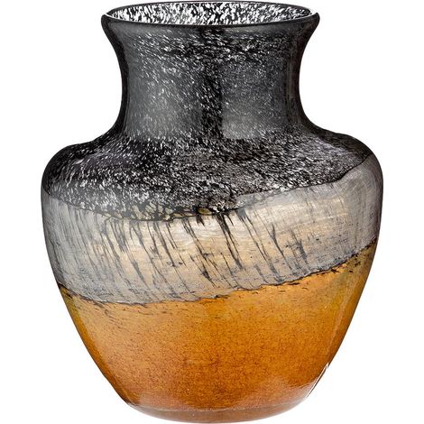 Vase décoratif - Vase à Fleurs en Verre teinté - Décoration d'automne - Cadeau pour Femme Noël Anniversaire - Couleur : Marron Noir - Hauteur 20,5 cm (1/2)