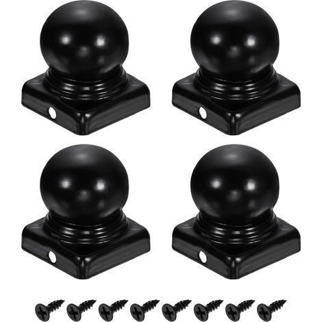 4Pcs Caps Pour Poteaux De Clôture, 40mm/1.57-inch Carré Imperméable Balle Dôme Couvercle En Fer Pour Poteau Avec Vis Extérieur Métal Bois Clôture Terrasse Boîte Aux. (1/5)