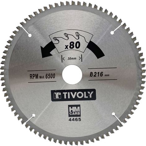 Tivoly • Lame de Scie Circulaire • Ø216mm • 80 Dents en Carbure • Excellente Finition • Pour Scie Portative • Pour Découpe Multi-Matériaux