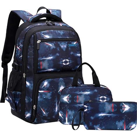 Sac à dos à motif galaxie pour garçons (primaire, collège, lycée, lycée, sac pour ordinateur portable)