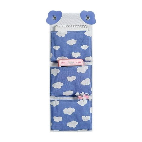 Sac de rangement pour porte, organiseur suspendu en lin coton mur porte armoire chambre et salle de bain rangement maison (3 poches) - Nuage (1/4)