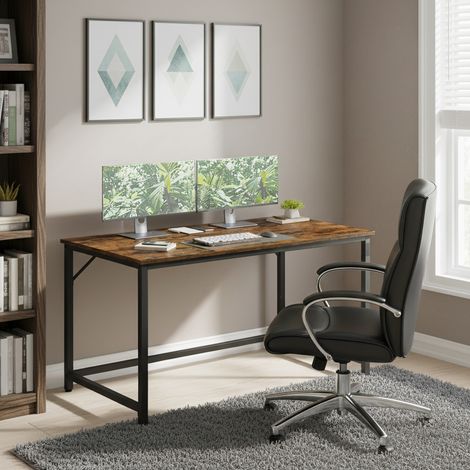 Bureau, Table, Poste de Travail, 60,1 x 120,1 x 76,1 cm, Style Industriel, Cadre en Métal, Marron et Noir (1/5)