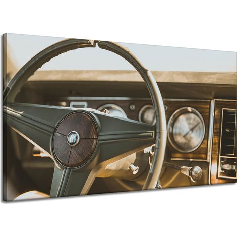 Lienzo impreso con diseño de coche clásico, 120x70cm.