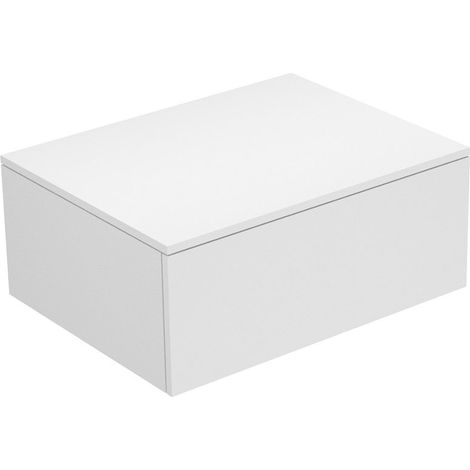 Keuco Edition 400 Buffet 31741, avec 1 tiroir, 700 x 289 x 535 mm, Corps/Avant: Blanc Laqué Strucktur / verre brillant anthracite - 31741700000 (1/2)