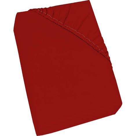 Lenzuolo Sotto 1 Piazza e Mezzo con Angoli ed Elastico Tinta Unita Rosso (1/4)