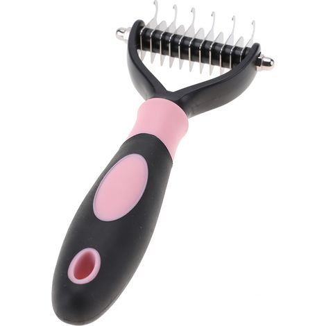 Brosse à nœuds professionnelle double face pour animaux de compagnie, peigne de toilettage pour chien, outil de nettoyage et d'épilation (rose) (1/5)