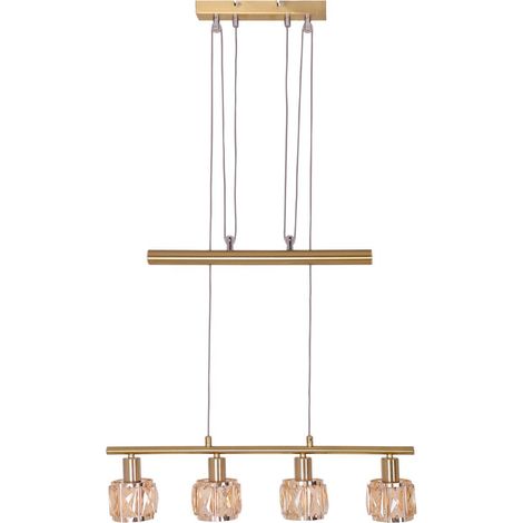 Suspension LED Réglable en Hauteur Métal et Verre, Lustre 4 x E14, 60 cm, Blanc Chaud 2700K - PANGIVO (1/5)