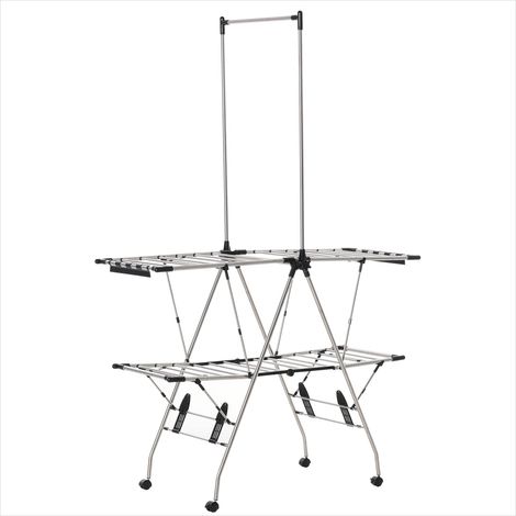 Porte-manteau Séchoir à linge sur roues pliable en acier (1/5)