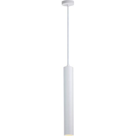 ALPINALUZ Lámpara Colgante de Techo Moderno Aluminio Blanco Minimalista en Forma de Tubo 40cm con Portalámpara GU10, Altura Ajustable (1/5)