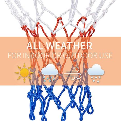 2 Pièces Filet de Basketball Multicolore, Filet pour Panier de Basketball, Basket Filet de Rechange, 12 Boucles Net Convient pour Panier de Basket Intérieur ou Extérieur