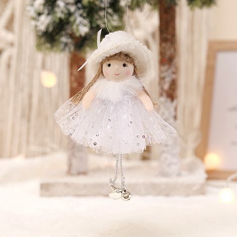 Pendentif Décoratif Angelot - Pendentif en Tissu avec Jupe en Fil - Ornement de Table et de Mur pour Fêtes - 1 Pièce (1/4)