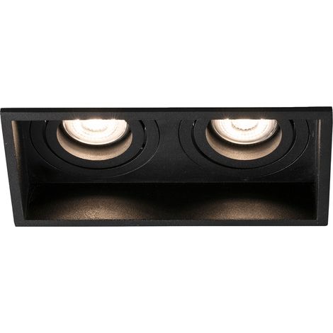 HYDE SQ 2L Empotrable negro cuadrado orientable