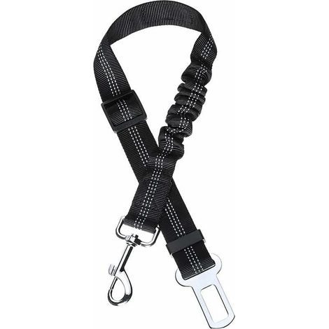Ceinture pour Chien Ceinture Chien Voiture avec Système d'absorption des Chocs et Mousqueton Solide Réglable Harnais pour Chien et Chat, Noir (1/4)