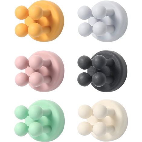 Juego de 6 soportes multifuncionales de silicona para cepillos de dientes y maquinillas de afeitar - Impermeables - Autoadhesivos para montaje en pared - Para pared o cristal, para colgar en el baño, 