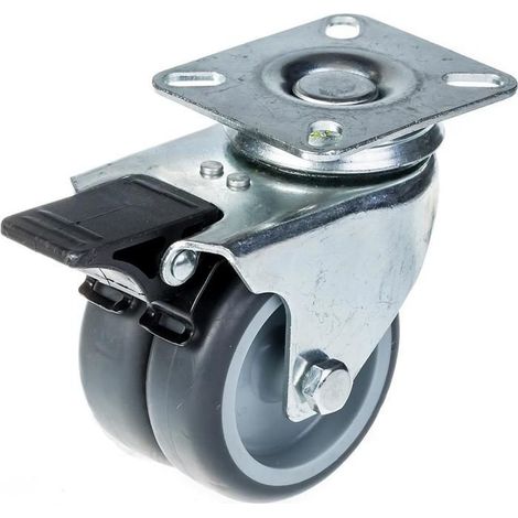 Ruedas giratorias - ZHONGSHAN - 75mm - Caucho gris - Capacidad 100kg - Freno incluido
