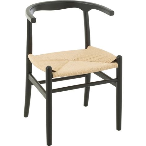 Chaise en hêtre noir assise en corde - noir et naturel (1/5)