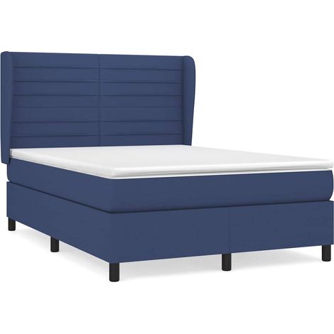 Maison Exclusive - Sommier à lattes de lit avec matelas Bleu 140x190 cm Tissu (1/5)