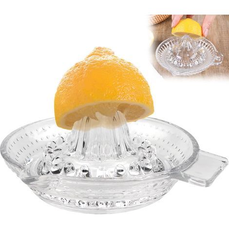 Manuelle Zitronenpresse mit Griff, spülmaschinenfest, aus dickem Glas (14,5 cm) (1/5)