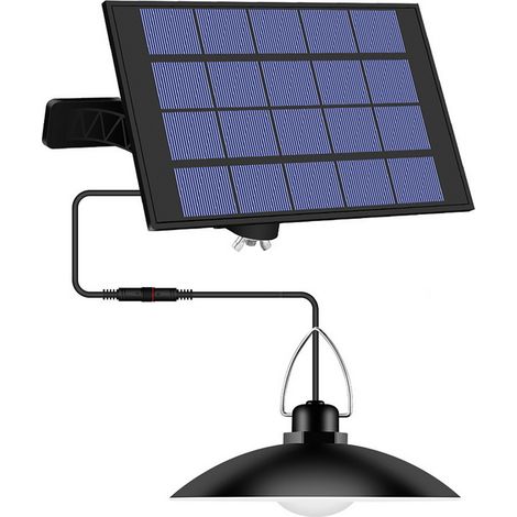Suspension solaire avec panneau réglable, capteur d'éclairage marche/arrêt automatique, étanche IP65, idéale pour l'extérieur et l'intérieur (jardin, terrasse, cour) et le rangement. (1/4)