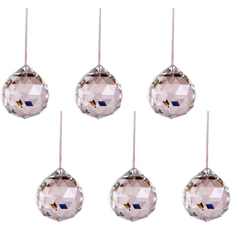 Prisme Sphérique En Cristal - Diamètre 40 mm - Pour Suspension Plafond Lustre Feng Shui Décoration Fenêtre - Lot De 6 (1/5)