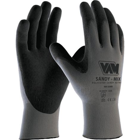 Guanti da lavoro Sandy Mix Spalmato in Nitrile Sabbiato Nero/Grigio XL
