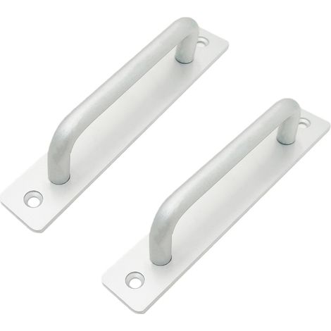 Manija de puerta grande de 1 pieza, manija decorativa de dos orificios de aleación de aluminio plateada (1/3)