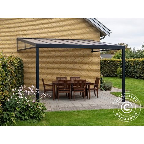 Pergola adossée San Pablo Alu+, 4x3m, Noir - Dancover