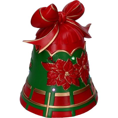Campana resina fiori verde e rosso con led cm 20x19xh25
