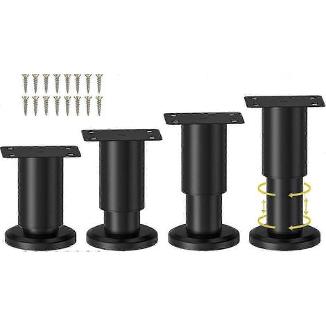 Pieds de meubles métalliques réglables monoblocs, de 3,15 à 4,72 pouces, pieds de meubles réglables adaptés aux canapés/lits/chaises/bancs/coiffeuses/tables, pieds de support de remplacement robustes (1/5)