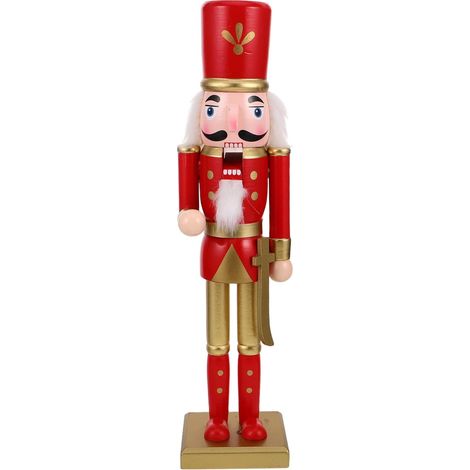 Casse-Noisette Bois Statue de Soldat pour Noël Décoration de Fêtes avec Figurine de Père Noël pour Cheminée ou Étagère (1/5)