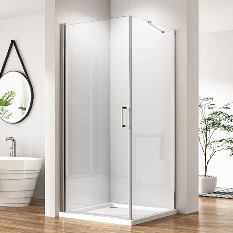 Duschkabine 80x90 cm Eckeinstieg Schwingtür mit Seitenwand Duschkabine Pendeltür Drehtür 80cm mit Seitenwand 90cm Duschabtrennung Pendeltür Komplett Dusche 6mm NANO EGS Glas Duschwand Höhe 195cm