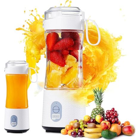 Tragbarer 380-ml-Standmixer für Smoothies und Shakes – Mini-Standmixer mit 6 Klingen und USB-Ladeanschluss – Tragbarer Fruchtmixer für Küche und unterwegs