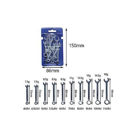 jeu de 10 mini cles mixtes professionnelles de 4 a 11 mm metriques (1/5)